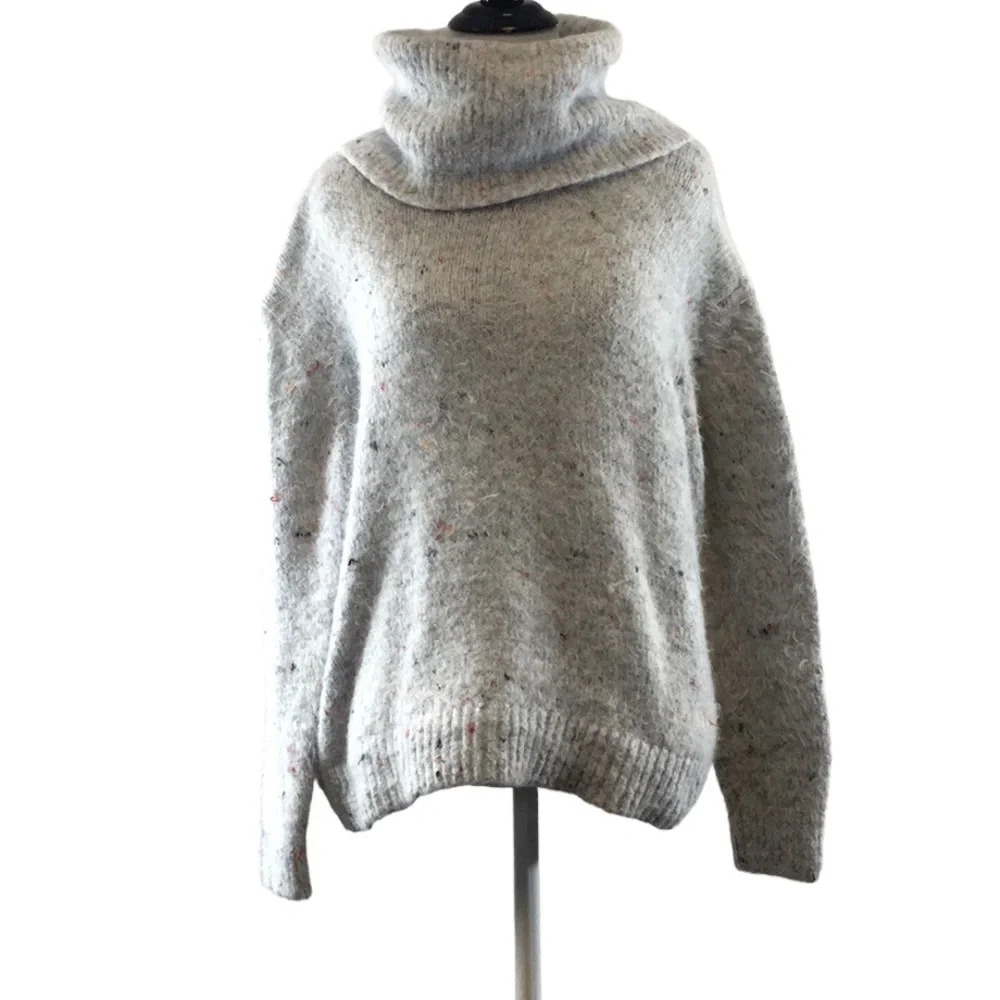 Lou & Grey For LOFT Gray‎ Speckled Turtleneck Sweater Womens Medium Pullover